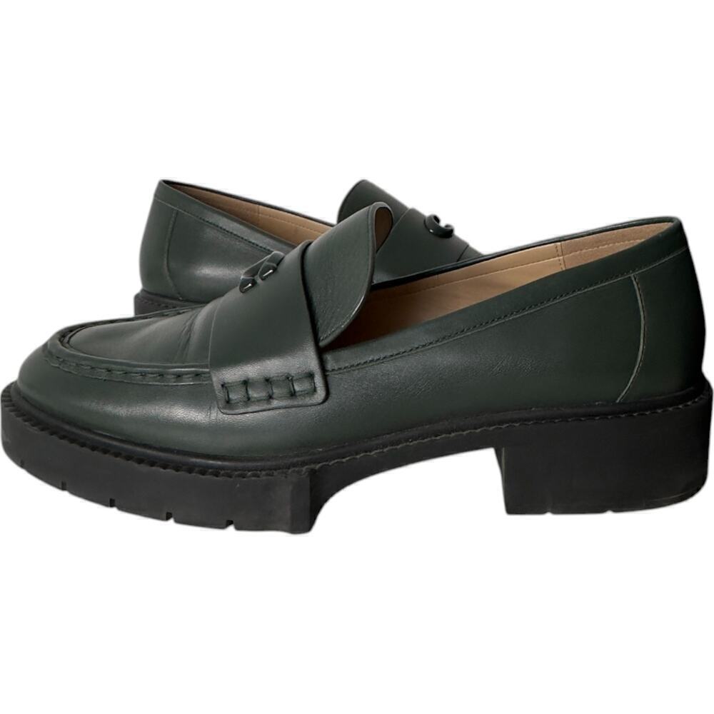 Coach Leah Loafer in Green Leather with Platform Lug Sole (11) - Picture 10 of 16